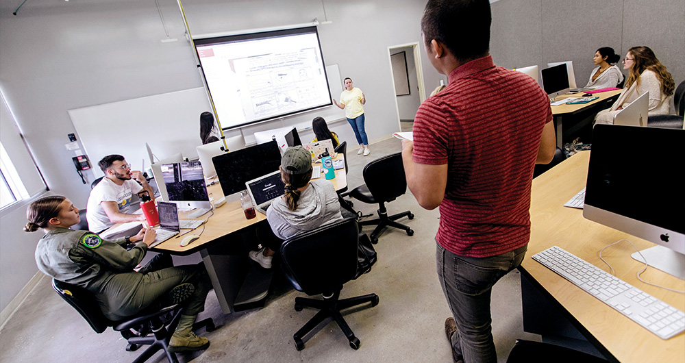 Students in a classroom with computers